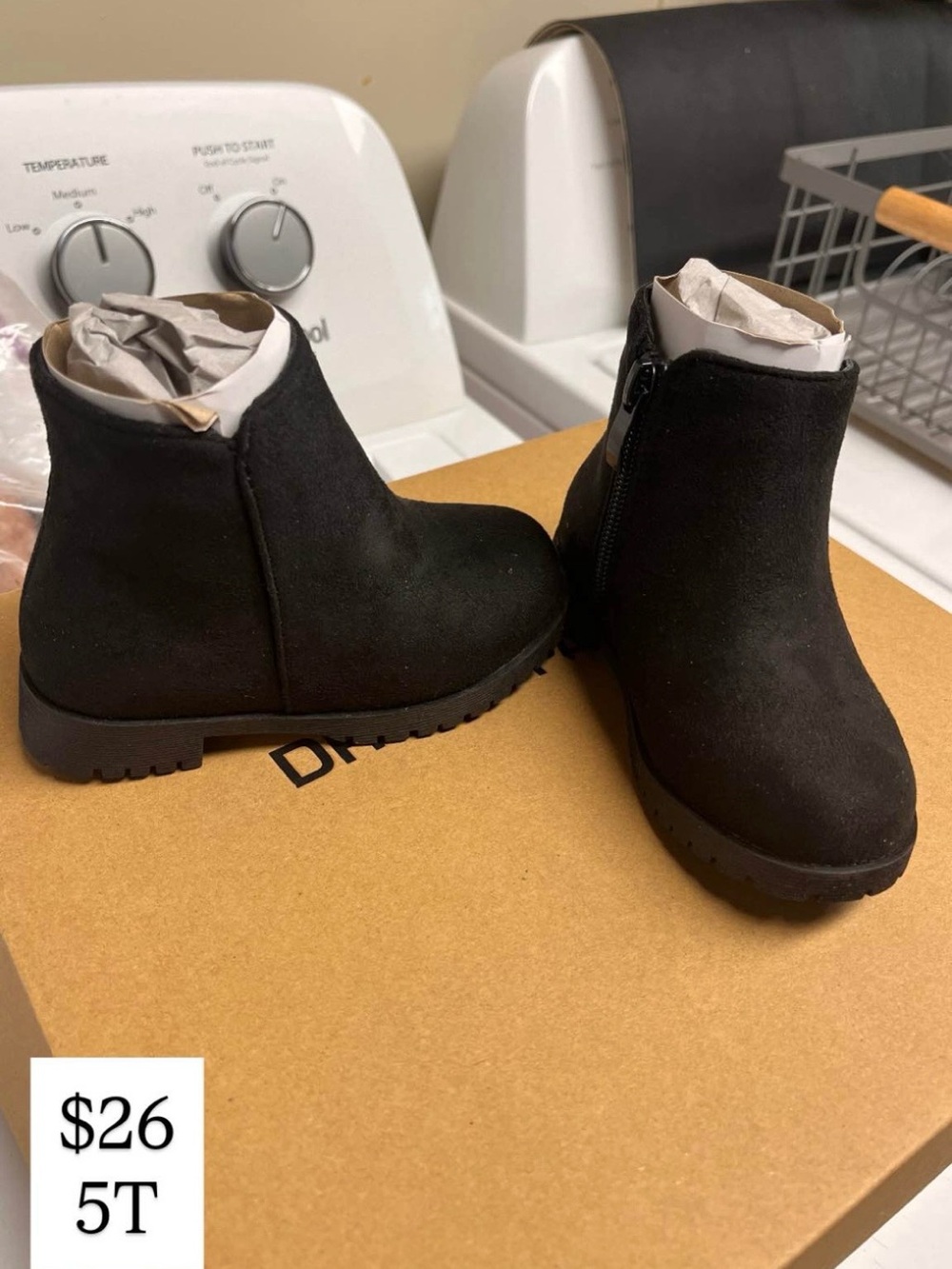 Children's Black Suede-Look Ankle Boots - Brand Unknown